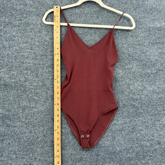 Zara Bodysuit Womens Small Rust V-Neck Spaghetti Strap Fitted Tank Top - Picture 4 of 8